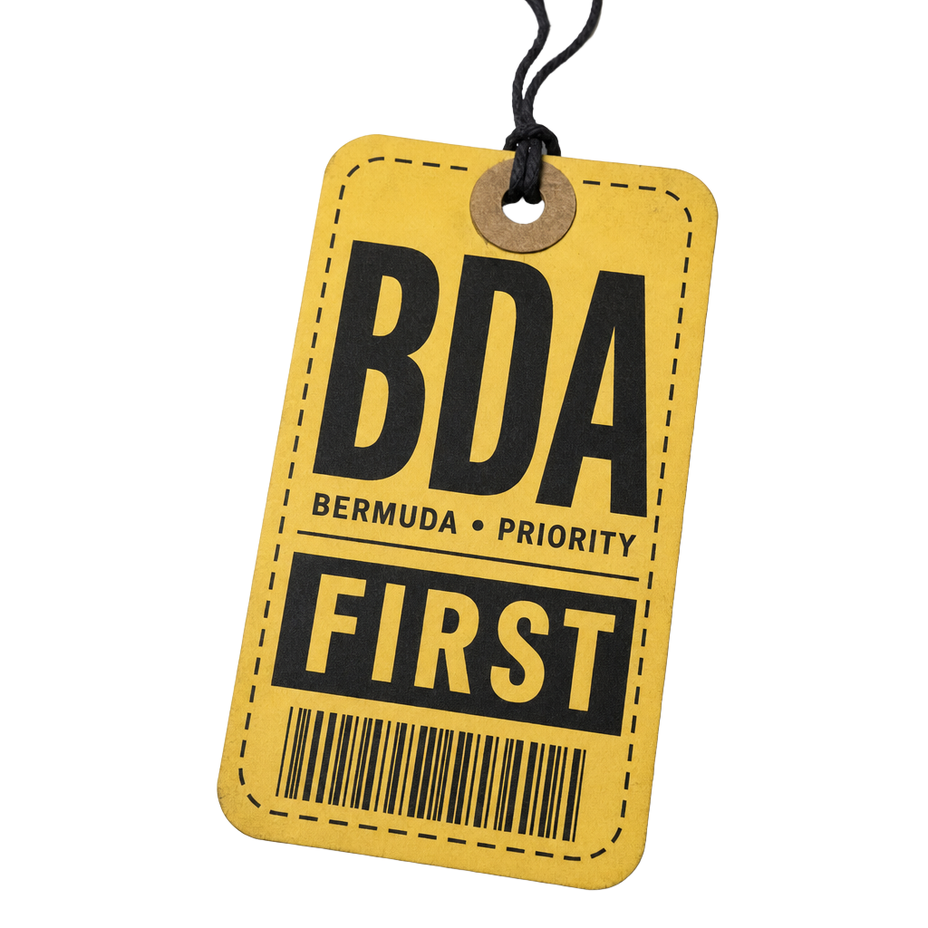 BDA First baggage claim tag