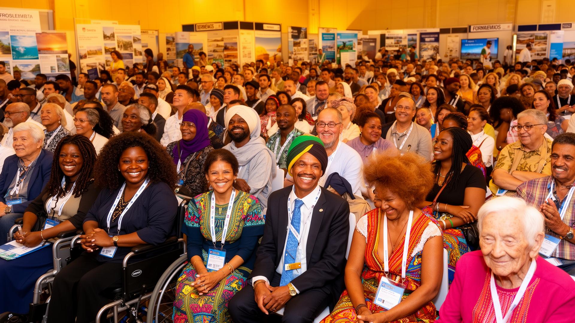 A diverse group of travelers and creators networking at the Bermuda Travel Experience